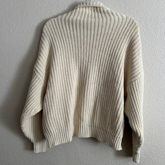 FREE PEOPLE Swim Too Deep Oversized Knitted Chunky Sweater in Tan Sz. XS - Picture 7 of 12